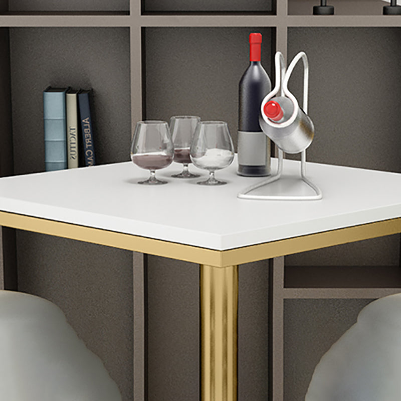 Mesa de comedor de madera maciza Glam, mesa de comedor con pedestal fijo y base de metal