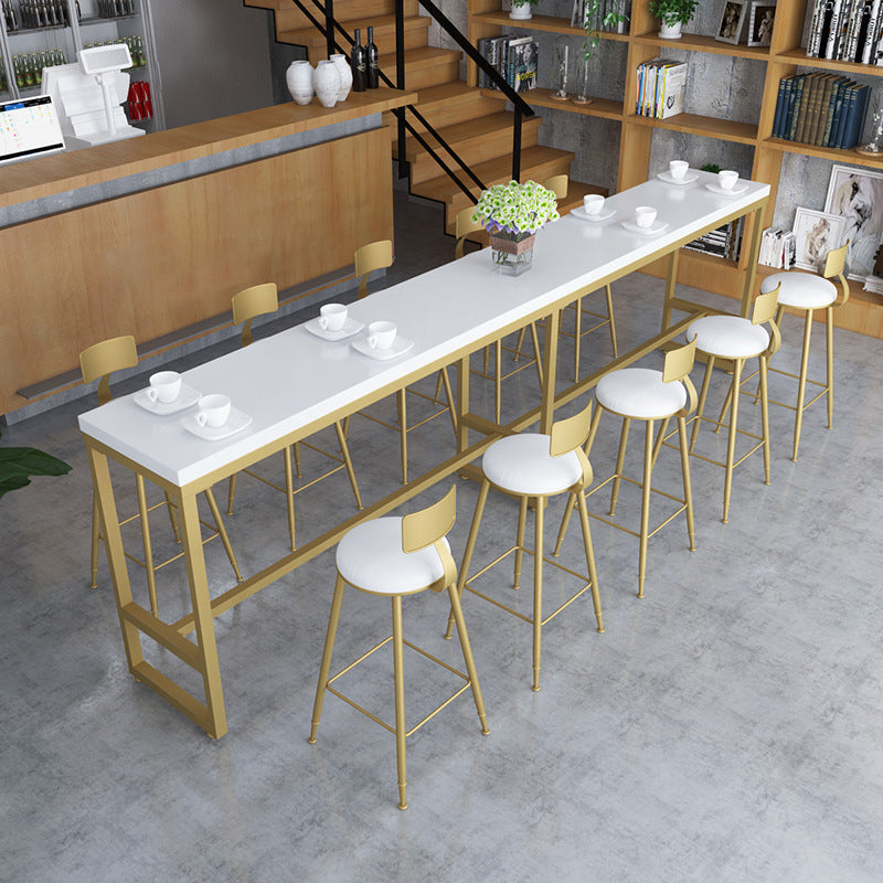 Rectangle White Solid Wood Table Trestle Base Dining Table for Kitchen Living Room Clearhalo 'Bar Furniture' 'Bar Tables' 'bar_tables' 'furn' 'furn_bar_tables' 'Furniture' 'Kitchen & Dining Furniture' 6206660
