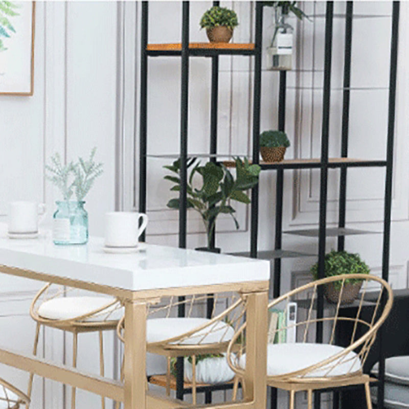 Rectangle White Solid Wood Table Gold and Metal Base Bar Table for Kitchen Living Room Clearhalo 'Bar Furniture' 'Bar Tables' 'bar_tables' 'furn' 'furn_bar_tables' 'Furniture' 'Kitchen & Dining Furniture' 6206672