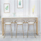 Rectangle White Solid Wood Table Gold and Metal Base Bar Table for Kitchen Living Room Clearhalo 'Bar Furniture' 'Bar Tables' 'bar_tables' 'furn' 'furn_bar_tables' 'Furniture' 'Kitchen & Dining Furniture' 6206675