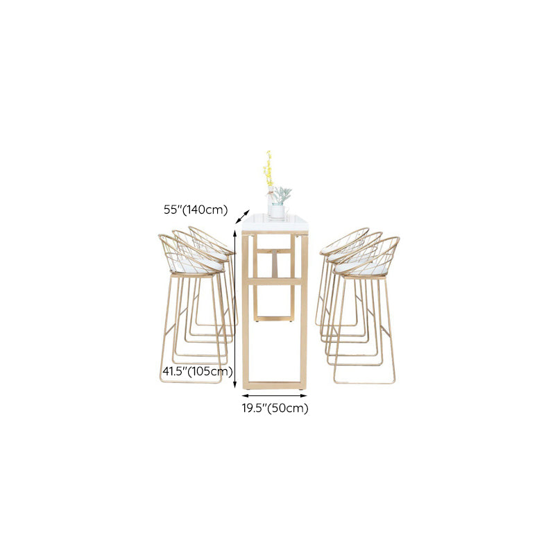 Rectangle White Solid Wood Table Gold and Metal Base Bar Table for Kitchen Living Room Clearhalo 'Bar Furniture' 'Bar Tables' 'bar_tables' 'furn' 'furn_bar_tables' 'Furniture' 'Kitchen & Dining Furniture' 6206677