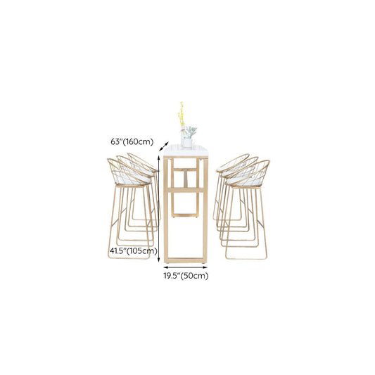 Tavolo da barra in legno massiccio bianco rettangolare oro e metallo tavolo da bar per soggiorno da cucina