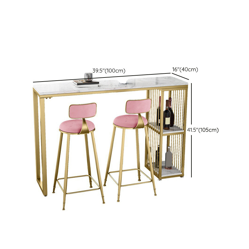 White Sintered Stone Bar Table Rectangle Dining Table with Storage Shelves Clearhalo 'Bar Furniture' 'Bar Tables' 'bar_tables' 'furn' 'furn_bar_tables' 'Furniture' 'Kitchen & Dining Furniture' 6206689