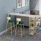 Glam Pub Table Double Pedestal Bar Height Rectangle Bar Table for Bar 63"L x 15.7"W x 41.3"H Without Chairs Clearhalo 'Bar Furniture' 'Bar Tables' 'bar_tables' 'furn' 'furn_bar_tables' 'Furniture' 'Kitchen & Dining Furniture' 6206695