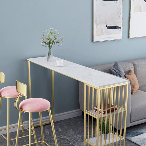 Glam Pub Table Double Pedestal Bar Height Rectangle Bar Table for Bar Clearhalo 'Bar Furniture' 'Bar Tables' 'bar_tables' 'furn' 'furn_bar_tables' 'Furniture' 'Kitchen & Dining Furniture' 6206699