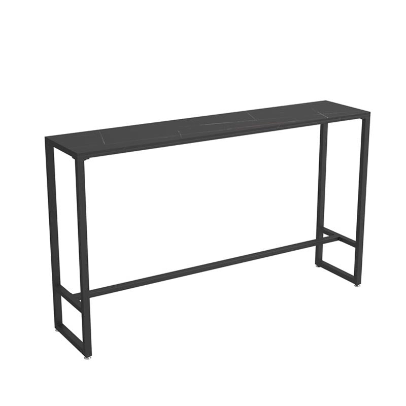 Black and Metal Base Table Industrial Rectangle Sintered Stone Bar Table Black With Footrest Clearhalo 'Bar Furniture' 'Bar Tables' 'bar_tables' 'furn' 'furn_bar_tables' 'Furniture' 'Kitchen & Dining Furniture' 6206711