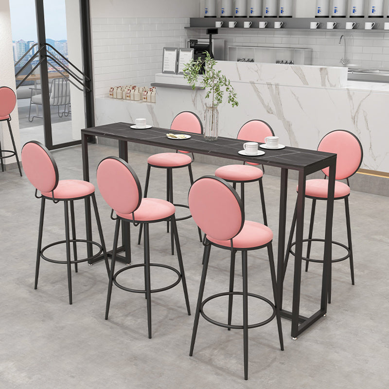 Black and Metal Base Table Industrial Rectangle Sintered Stone Bar Table 63"L x 15.7"W x 41.3"H Black Without Footrest Clearhalo 'Bar Furniture' 'Bar Tables' 'bar_tables' 'furn' 'furn_bar_tables' 'Furniture' 'Kitchen & Dining Furniture' 6206713