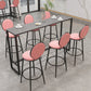 Black and Metal Base Table Industrial Rectangle Sintered Stone Bar Table 70.9"L x 15.7"W x 41.3"H Gray With Footrest Clearhalo 'Bar Furniture' 'Bar Tables' 'bar_tables' 'furn' 'furn_bar_tables' 'Furniture' 'Kitchen & Dining Furniture' 6206715