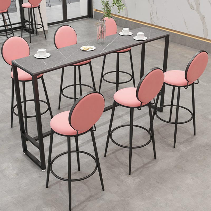 Black and Metal Base Table Industrial Rectangle Sintered Stone Bar Table Gray With Footrest Clearhalo 'Bar Furniture' 'Bar Tables' 'bar_tables' 'furn' 'furn_bar_tables' 'Furniture' 'Kitchen & Dining Furniture' 6206716