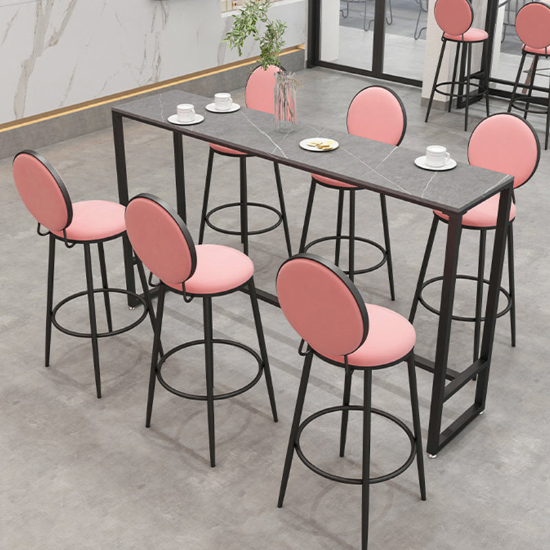 Black and Metal Base Table Industrial Rectangle Sintered Stone Bar Table Clearhalo 'Bar Furniture' 'Bar Tables' 'bar_tables' 'furn' 'furn_bar_tables' 'Furniture' 'Kitchen & Dining Furniture' 6206721