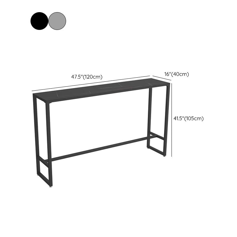 Black and Metal Base Table Industrial Rectangle Sintered Stone Bar Table Clearhalo 'Bar Furniture' 'Bar Tables' 'bar_tables' 'furn' 'furn_bar_tables' 'Furniture' 'Kitchen & Dining Furniture' 6206723