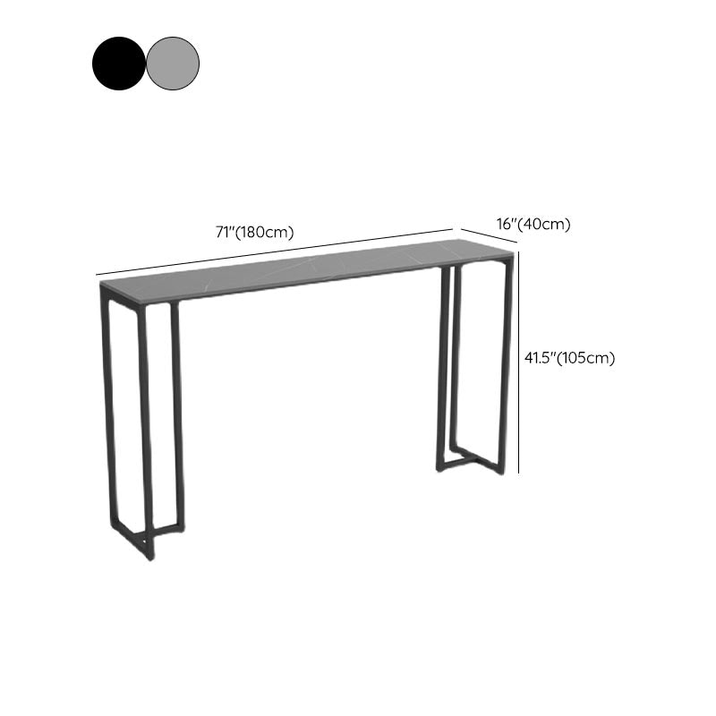 Black and Metal Base Table Industrial Rectangle Sintered Stone Bar Table Clearhalo 'Bar Furniture' 'Bar Tables' 'bar_tables' 'furn' 'furn_bar_tables' 'Furniture' 'Kitchen & Dining Furniture' 6206729