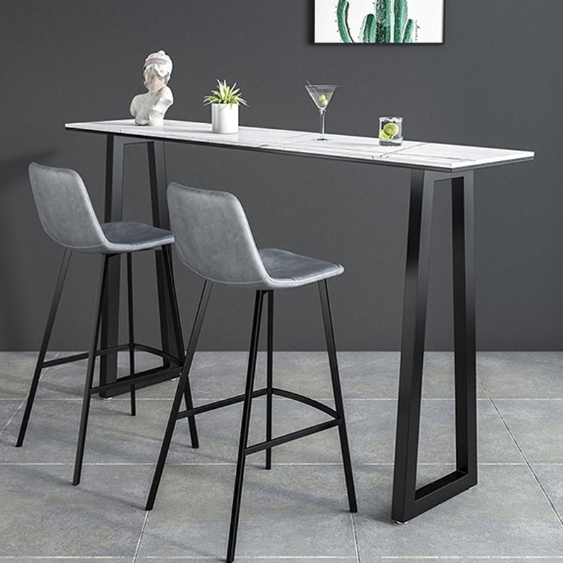 Black and Metal Base Table Rectangle Industrial Sintered Stone Bar Table Clearhalo 'Bar Furniture' 'Bar Tables' 'bar_tables' 'furn' 'furn_bar_tables' 'Furniture' 'Kitchen & Dining Furniture' 6206743