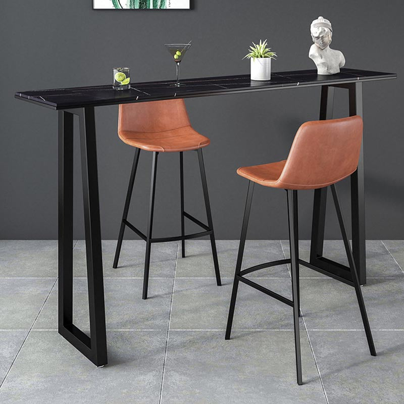 Black and Metal Base Table Rectangle Industrial Sintered Stone Bar Table Clearhalo 'Bar Furniture' 'Bar Tables' 'bar_tables' 'furn' 'furn_bar_tables' 'Furniture' 'Kitchen & Dining Furniture' 6206746