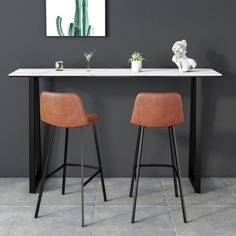 Black and Metal Base Table Rectangle Industrial Sintered Stone Bar Table Clearhalo 'Bar Furniture' 'Bar Tables' 'bar_tables' 'furn' 'furn_bar_tables' 'Furniture' 'Kitchen & Dining Furniture' 6206747