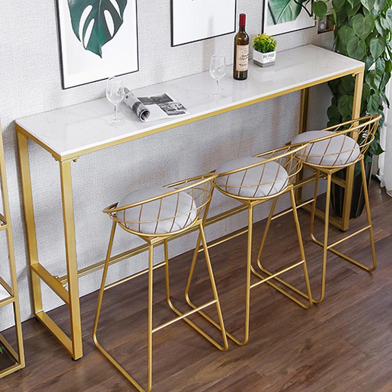 Glam Pub Height Dining Table Stone and White Bar Table for Living Room Clearhalo 'Bar Furniture' 'Bar Tables' 'bar_tables' 'furn' 'furn_bar_tables' 'Furniture' 'Kitchen & Dining Furniture' 6206769