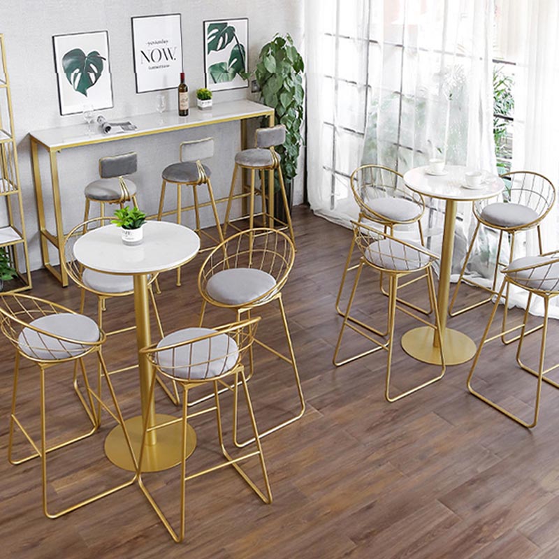 Glam Pub Height Dining Table Stone and White Bar Table for Living Room Clearhalo 'Bar Furniture' 'Bar Tables' 'bar_tables' 'furn' 'furn_bar_tables' 'Furniture' 'Kitchen & Dining Furniture' 6206770