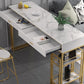 Rectangle Top Table Pub Height Dining Table with Gold Base for Bar Clearhalo 'Bar Furniture' 'Bar Tables' 'bar_tables' 'furn' 'furn_bar_tables' 'Furniture' 'Kitchen & Dining Furniture' 6206789