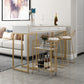Rectangle Top Table Pub Height Dining Table with Gold Base for Bar Clearhalo 'Bar Furniture' 'Bar Tables' 'bar_tables' 'furn' 'furn_bar_tables' 'Furniture' 'Kitchen & Dining Furniture' 6206795