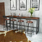 Trestle Base Dining Table Rectangle Brown Solid Wood Bar Table for Kitchen Living Room 78.7"L x 15.7"W x 41.3"H Without Chairs Clearhalo 'Bar Furniture' 'Bar Tables' 'bar_tables' 'furn' 'furn_bar_tables' 'Furniture' 'Kitchen & Dining Furniture' 6206804