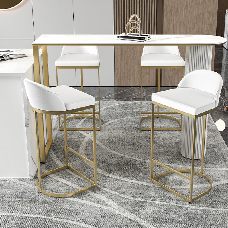 Mesa de bar de piedra sinterizada moderna, mesa de comedor con base metálica para cocina y sala de estar