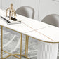 Mesa de bar de piedra sinterizada moderna, mesa de comedor con base metálica para cocina y sala de estar