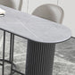 Mesa de bar de piedra sinterizada moderna, mesa de comedor con base metálica para cocina y sala de estar