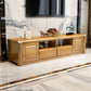 Soporte de madera moderno para TV, consola de almacenamiento abierto, soporte multimedia para TV con puertas para sala de estar