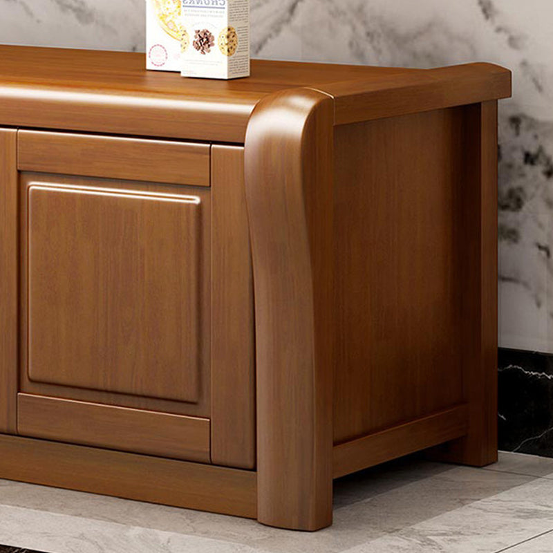 Soporte de madera moderno para TV, consola de almacenamiento abierto, soporte multimedia para TV con puertas para sala de estar