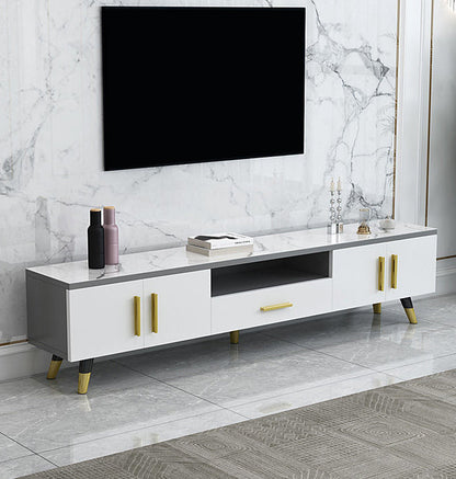 14" W Modern TV Media Stand Open Shelving TV Media Console with Drawers 71"L x 14"W x 18"H Clearhalo 'furn' 'furn_tv_stands_entertainment_centers' 'Furniture' 'Living Room Furniture' 'TV Stands & Entertainment Centers' 'TV Stands & Media Storage Furniture' 'tv_stands_entertainment_centers' 6207011