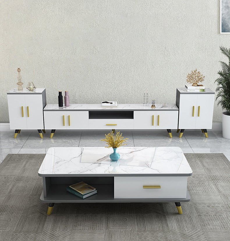 14" W Modern TV Media Stand Open Shelving TV Media Console with Drawers Clearhalo 'furn' 'furn_tv_stands_entertainment_centers' 'Furniture' 'Living Room Furniture' 'TV Stands & Entertainment Centers' 'TV Stands & Media Storage Furniture' 'tv_stands_entertainment_centers' 6207014
