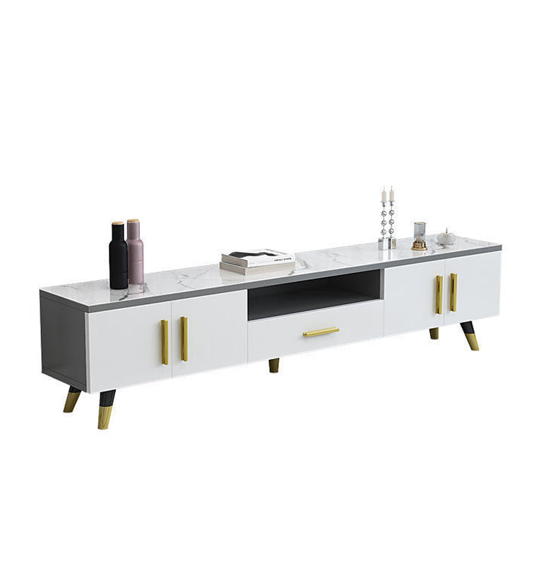 14" W Modern TV Media Stand Open Shelving TV Media Console with Drawers Clearhalo 'furn' 'furn_tv_stands_entertainment_centers' 'Furniture' 'Living Room Furniture' 'TV Stands & Entertainment Centers' 'TV Stands & Media Storage Furniture' 'tv_stands_entertainment_centers' 6207015