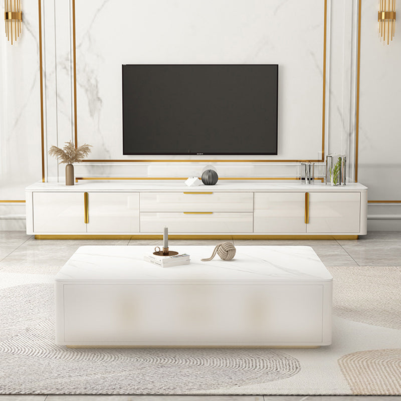 Console multimediale per TV Glam da 16" W, contenitore chiuso, console multimediale per TV con cassetti