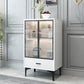 Modern Display Cabinet Faux Wood Storage Cabinet with Glass Doors for Living Room White-Black 1 Clearhalo 'Display & China Cabinets' 'display_china_cabinets' 'furn' 'furn_display_china_cabinets' 'Furniture' 'Kitchen & Dining Furniture' 6207162