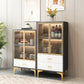 Modern Display Cabinet Faux Wood Storage Cabinet with Glass Doors for Living Room Clearhalo 'Display & China Cabinets' 'display_china_cabinets' 'furn' 'furn_display_china_cabinets' 'Furniture' 'Kitchen & Dining Furniture' 6207163