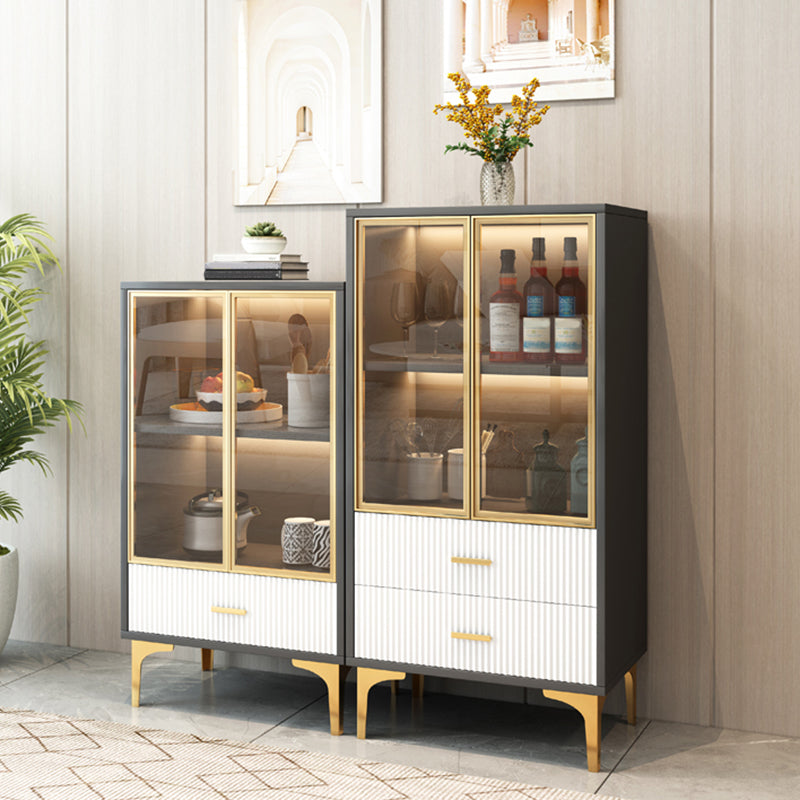 Modern Display Cabinet Faux Wood Storage Cabinet with Glass Doors for Living Room Clearhalo 'Display & China Cabinets' 'display_china_cabinets' 'furn' 'furn_display_china_cabinets' 'Furniture' 'Kitchen & Dining Furniture' 6207163