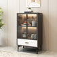 Modern Display Cabinet Faux Wood Storage Cabinet with Glass Doors for Living Room Dark Gray-Black 1 Clearhalo 'Display & China Cabinets' 'display_china_cabinets' 'furn' 'furn_display_china_cabinets' 'Furniture' 'Kitchen & Dining Furniture' 6207164