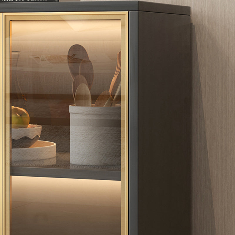 Modern Display Cabinet Faux Wood Storage Cabinet with Glass Doors for Living Room Clearhalo 'Display & China Cabinets' 'display_china_cabinets' 'furn' 'furn_display_china_cabinets' 'Furniture' 'Kitchen & Dining Furniture' 6207165