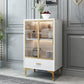 Modern Display Cabinet Faux Wood Storage Cabinet with Glass Doors for Living Room White-Gold 1 Clearhalo 'Display & China Cabinets' 'display_china_cabinets' 'furn' 'furn_display_china_cabinets' 'Furniture' 'Kitchen & Dining Furniture' 6207167