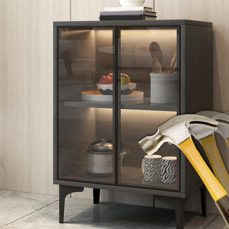 Modern Display Cabinet Faux Wood Storage Cabinet with Glass Doors for Living Room Clearhalo 'Display & China Cabinets' 'display_china_cabinets' 'furn' 'furn_display_china_cabinets' 'Furniture' 'Kitchen & Dining Furniture' 6207170