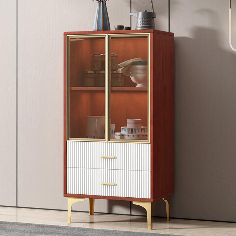 Modern Display Cabinet Faux Wood Storage Cabinet with Glass Doors for Living Room Red 2 Clearhalo 'Display & China Cabinets' 'display_china_cabinets' 'furn' 'furn_display_china_cabinets' 'Furniture' 'Kitchen & Dining Furniture' 6207171