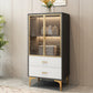 Modern Display Cabinet Faux Wood Storage Cabinet with Glass Doors for Living Room Gray-Gold 2 Clearhalo 'Display & China Cabinets' 'display_china_cabinets' 'furn' 'furn_display_china_cabinets' 'Furniture' 'Kitchen & Dining Furniture' 6207174