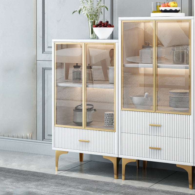 Modern Display Cabinet Faux Wood Storage Cabinet with Glass Doors for Living Room Clearhalo 'Display & China Cabinets' 'display_china_cabinets' 'furn' 'furn_display_china_cabinets' 'Furniture' 'Kitchen & Dining Furniture' 6207177