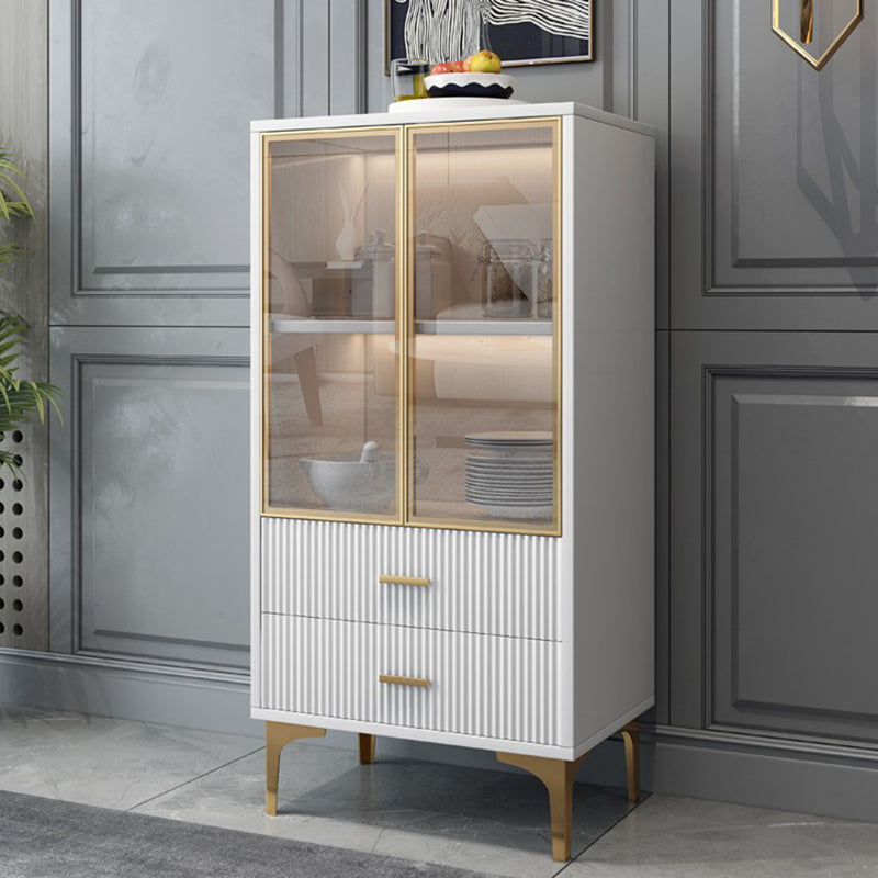 Modern Display Cabinet Faux Wood Storage Cabinet with Glass Doors for Living Room White-Gold 2 Clearhalo 'Display & China Cabinets' 'display_china_cabinets' 'furn' 'furn_display_china_cabinets' 'Furniture' 'Kitchen & Dining Furniture' 6207178