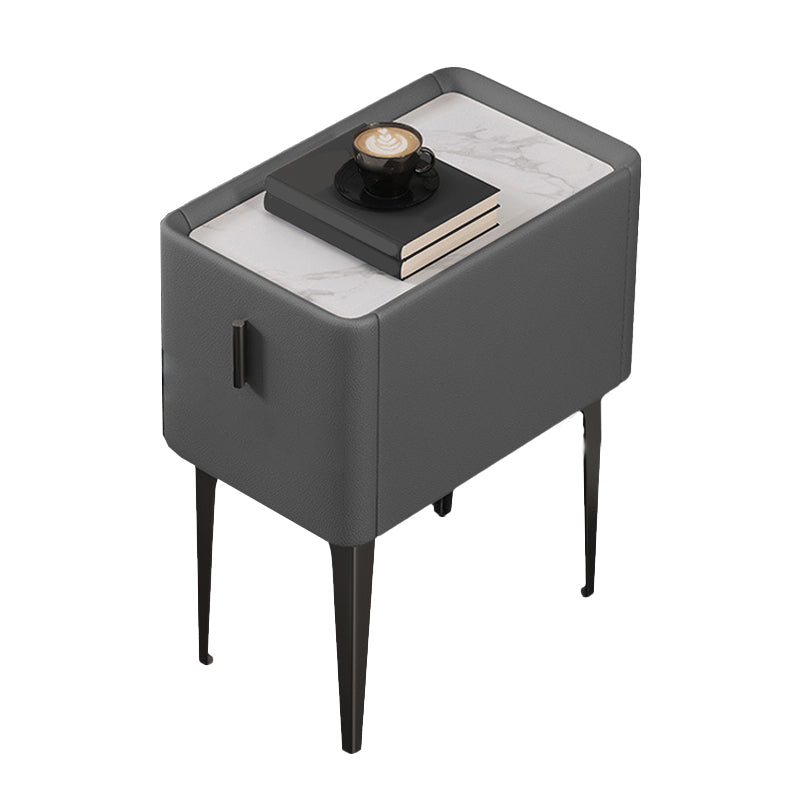 Mesa de acento de piedra contemporánea Nightsand de 19.68 "Alto 1 cajón de la cama de la cama de cajones