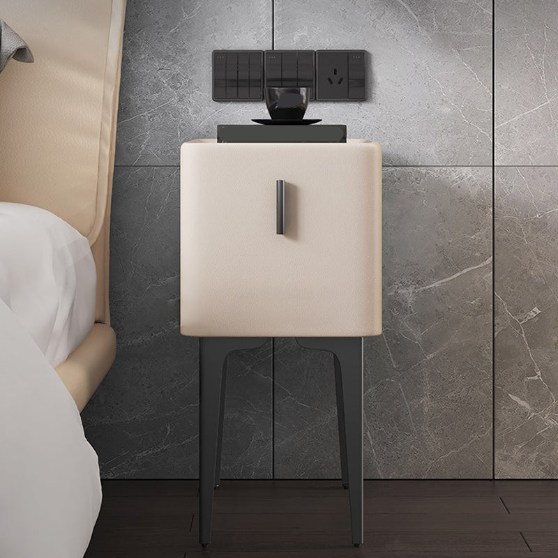 Mesa de acento de piedra contemporánea Nightsand de 19.68 "Alto 1 cajón de la cama de la cama de cajones