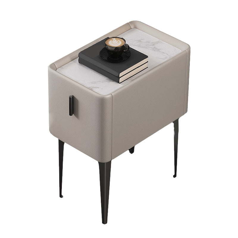 Mesa de acento de piedra contemporánea Nightsand de 19.68 "Alto 1 cajón de la cama de la cama de cajones