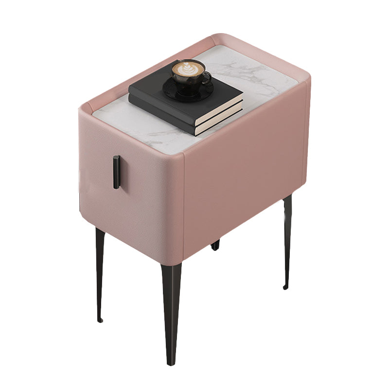 Mesa de acento de piedra contemporánea Nightsand de 19.68 "Alto 1 cajón de la cama de la cama de cajones