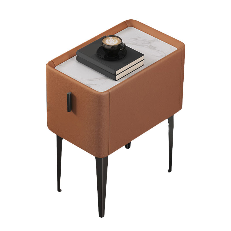 Mesa de acento de piedra contemporánea Nightsand de 19.68 "Alto 1 cajón de la cama de la cama de cajones