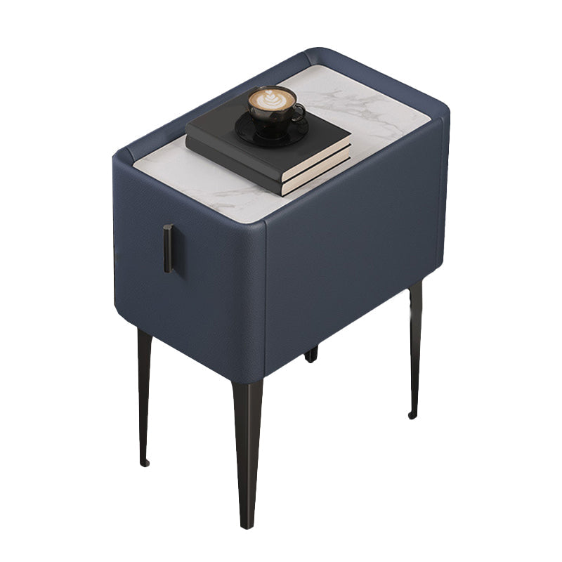 Mesa de acento de piedra contemporánea Nightsand de 19.68 "Alto 1 cajón de la cama de la cama de cajones